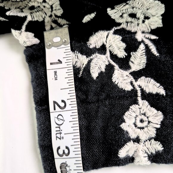 Abercrombie & Fitch Womens Shorts Med Black White Embroidery Floral Boho Linen - Picture 12 of 12